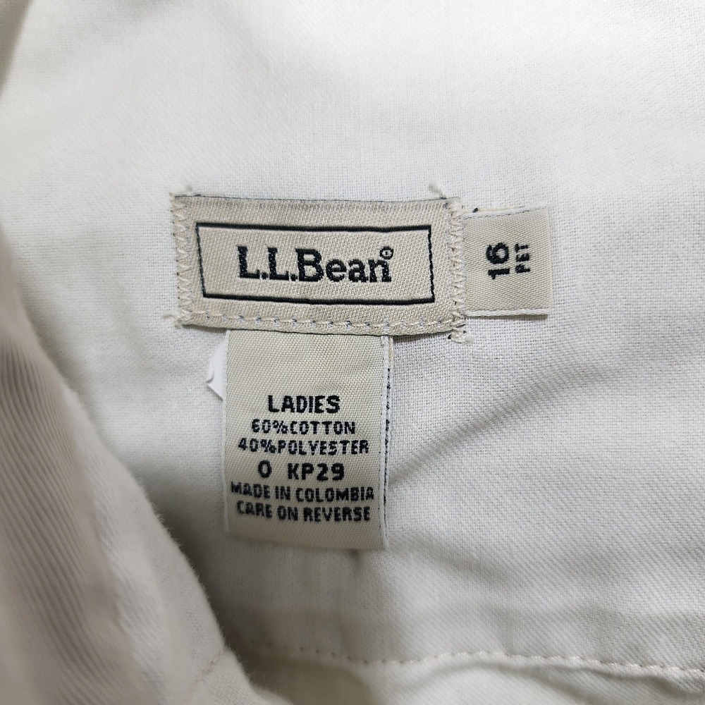 Vintage LL Bean Pants‎ Womens 16P PETITE Beige Pleated High Rise Tapered Chino - Picture 5 of 12